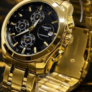 🎁 NOVIDADE EM PROMOÇÃO 2026 Relógio Tisso 1853 Funcional Banhado Mostrador Preto Luxo e Destaque + FRETE GRÁTIS