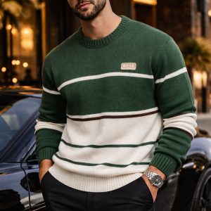 🎁 NOVIDADE 2026 Suéter Boss Verde com Branco Luxuoso + FRETE GRÁTIS