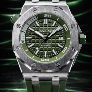 🎁 NOVIDADE 2026 EM PROMOÇÃO Relógio Audemars Pulseira Verde Luxuosa Caixaria Aço Inox Pura Sofisticação + FRETE GRÁTIS
