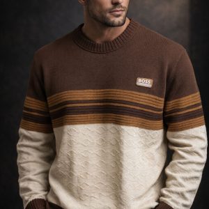 🎁 NOVIDADE 2026 Suéter Boss Marrom Escuro, Marrom Claro e Bege Luxuoso + FRETE GRÁTIS