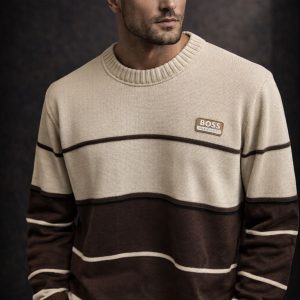 🎁 NOVIDADE 2026 Suéter Boss Bege e Marrom Luxuoso + FRETE GRÁTIS