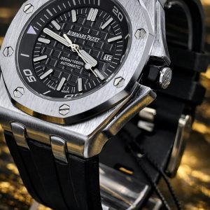 🎁 NOVIDADE 2026 EM PROMOÇÃO Relógio Audemars Pulseira Preta Caixa Aço Inox Pura Sofisticação + FRETE GRÁTIS