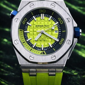 🎁 NOVIDADE 2026 EM PROMOÇÃO Relógio Audemars Pulseira Verde Caixa Aço Inox Pura Sofisticação + FRETE GRÁTIS
