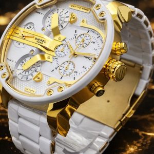 🎁 MEGA PROMOÇÃO Relógio 3bar Edição Limitada Branco com Detalhes Dourado 100% Funcional PREMIUM AAA+ Luxo e Destaque + FRETE GRÁTIS