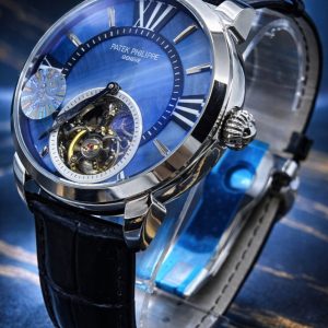 🎁 MEGA PROMOÇÃO Relógio Patek AUTOMÁTICO PREMIUM AAA+ Pulseira Couro Preta Caixa Prata Mostrador Azul Luxo e Destaque + FRETE GRÁTIS