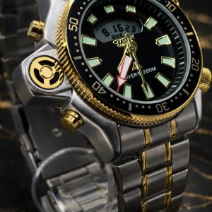 🎁 MEGA PROMOÇÃO Relógio Citize Promaster Aqualand Aço Inox Prata Detalhes Dourado Mostrador Preto 100% Funcional Digital e Analógico Luxo e Destaque + FRETE GRÁTIS