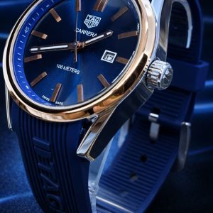 🎁 MEGA PROMOÇÃO Relógio Tag Carrera Pulseira Azul Caixa com Detalhes Bronze Extremamente Luxuoso e de Destaque + FRETE GRÁTIS