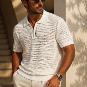 🎁 NOVIDADE 2026 Camisa Polo Tricô Luxuosa Caimento Perfeito Branca + FRETE GRÁTIS