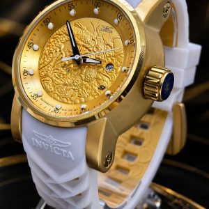 🎁 NOVIDADE 2026 Relógio Invicta Yakuza Automático Pulseira Branca Fundo de Vidro AAA+ Banhado 18k + Luxo e Destaque + FRETE GRÁTIS
