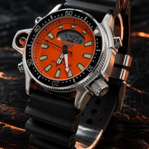 🎁 MEGA PROMOÇÃO Relógio Citize Promaster Aqualand Mostrador Laranja Caixa Prata 100% Funcional Digital e Analógico Luxo e Destaque + FRETE GRÁTIS