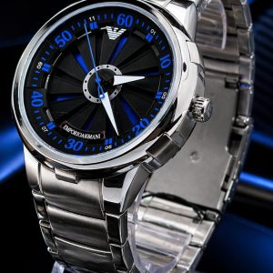 🎁 MEGA PROMOÇÃO Relógio Arman Roleta Funcional Prata Mostrador Preto e Azul Luxo e Destaque + FRETE GRÁTIS