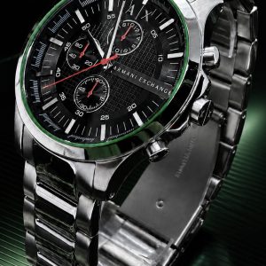 🎁 EXCLUSIVIDADE Armani Exchange modelo AX2163 Aço Inox Mostrador Preto Luxo e Sofisticação + Frete Grátis