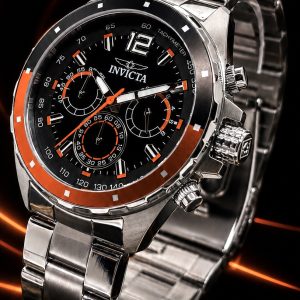 🎁 NOVIDADE Invicta Speedway Mostrador Aço Inox Mostrador Preto com Detalhes Laranja Luxo e Sofisticação + Frete Grátis