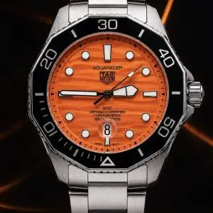 🎁 MEGA PROMOÇÃO Relógio Tag Aquaracer Professional Mostrador Laranja Aço Inox e Fundo de Vidro Luxo e Destaque + FRETE GRÁTIS