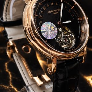 🎁 MEGA PROMOÇÃO Relógio Patek AUTOMÁTICO PREMIUM AAA+ Pulseira Couro Preta Caixa Bronze Mostrador Preto Luxo e Destaque + FRETE GRÁTIS