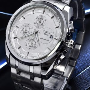 🎁 NOVIDADE 2026 Relógio Tissot 1853 Funcional Mostrador Branco Todo em Aço Inoxidável Luxo e Destaque + FRETE GRÁTIS
