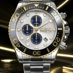  🎁 LANÇAMENTO Invicta Grand Diver Aço Inox Mostrador Branco e Detalhes Dourados + FRETE GRÁTIS