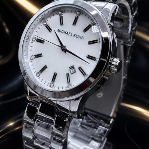  💎 MEGA PROMOÇÃO Relógio MK Feminino Prata Mostrador Branco Luxo e Sofisticação + Frete Grátis