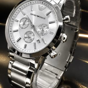 🎁 MEGA PROMOÇÃO Relógio Arman Prata Mostrador Branco em Aço Inox Luxuoso e Sofisticado + FRETE GRÁTIS