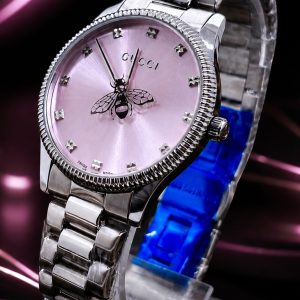 🎁 MEGA PROMOÇÃO Relógio Gucci Feminino Prata Mostrador Rosa Luxo e Elegância + Frete Grátis