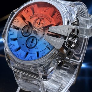 🎁 MEGA PROMOÇÃO 10bar Pulseira em Silicone Transparente Mostrador Azul e Vermelho 100% Funcional PREMIUM AAA+ Luxo e Destaque + FRETE GRÁTIS