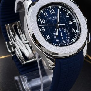 🎁 MEGA PROMOÇÃO Relógio Patek Aquanaut AUTOMÁTICO PREMIUM AAA+ Pulseira Silicone Azul Caixa Prata Luxo e Destaque + FRETE GRÁTIS
