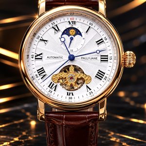  🎁 MEGA PROMOÇÃO ORIGINAL AUTOMÁTICO Pally´jane Pulseira Couro Caixa Bronze Luxo Sofisticação + FRETE GRÁTIS