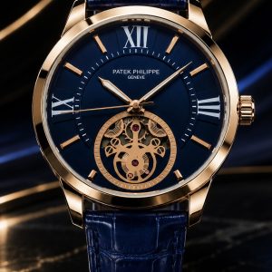 🎁 MEGA PROMOÇÃO Relógio Patek Mostrador Azul Caixa Bronze+ Pulseira Couro Azul Luxo e Destaque + FRETE GRÁTIS