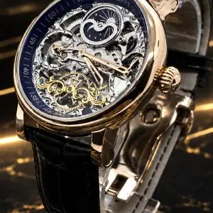 🎁 MEGA PROMOÇÃO Relógio Patek AUTOMÁTICO PREMIUM AAA+ Pulseira Couro Preta Caixaria Bronze Luxo e Destaque + FRETE GRÁTIS