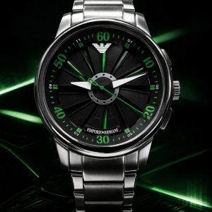 🎁 MEGA PROMOÇÃO Relógio Arman Roleta Funcional Prata Mostrador Preto e Verde Luxo e Destaque + FRETE GRÁTIS