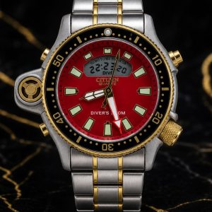  🎁 MEGA PROMOÇÃO Relógio Citize Promaster Aqualand Aço Inox Prata Detalhes Dourado Mostrador Preto 100% Funcional Digital e Analógico Luxo e Destaque + FRETE GRÁTIS