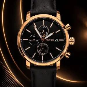 🎁 Relógio Fossil Rhett Ouro Rosa Mostrador Preto Luxo e Sofisticação + Frete Grátis
