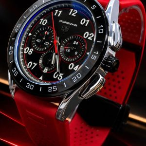 🎁 MEGA PROMOÇÃO Relógio Tag Porsche Carrera Pulseira Vermelha 100% Funcional Luxo e Destaque PROVA D'ÁGUA + FRETE GRÁTIS