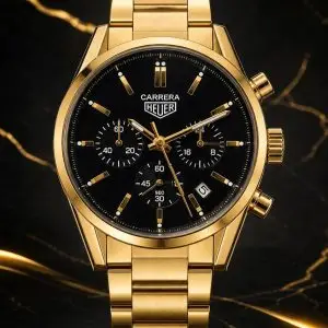 🎁 MEGA PROMOÇÃO Relógio Tag Carrera 42mm Banhado Mostrador Preto Luxuoso e Sofisticado + FRETE GRÁTIS
