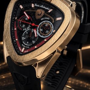 🎁 MEGA PROMOÇÃO Relógio Lambo 100% Funcional Caixa Bronze Mostrador Preto Detalhes Vermelho Luxo e Destaque+ FRETE GRÁTIS
