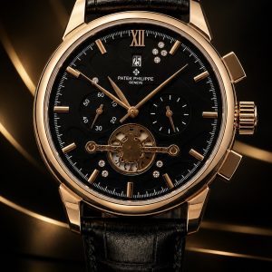 🎁 MEGA PROMOÇÃO Relógio Patek Mostrador Preto Caixa Bronze 100% Funcional + Pulseira Couro Preta Luxo e Destaque + FRETE GRÁTIS