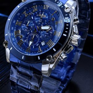  🎁 MEGA PROMOÇÃO ORIGINAL OLEV 100% FUNCIONAL Pulseira Aço Inox Azul Caixa Prata Luxo e Sofisticação + FRETE GRÁTIS