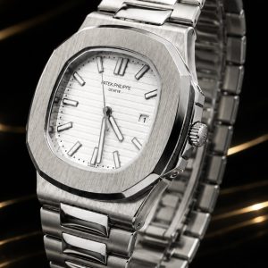 🎁 MEGA PROMOÇÃO Relógio Patek Nautilus Todo em Aço Inox Mostrador Branco Luxo e Destaque + FRETE GRÁTIS