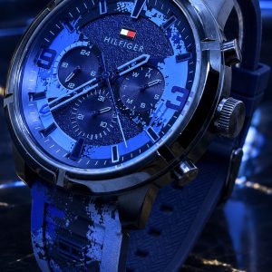 🎁 NOVIDADE ORIGINAL Tommy Hilfiger Todo Azul Camuflado Pulseira Borracha Luxo e Sofisticação + FRETE GRÁTIS