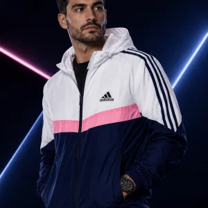 🎁 MEGA NOVIDADE 2026 EM PROMOÇÃO Jaqueta Adidas Branca e Azul Detalhe Rosa + FRETE GRÁTIS
