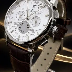 🎁 MEGA PROMOÇÃO Relógio Patek Mostrador Branco Caixa Aço Inox + Pulseira Couro Marrom Luxo e Destaque + FRETE GRÁTIS