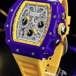 🎁 MEGA PROMOÇÃO ORIGINAL Invicta Lakers Racing Nitro Roxo Pulseira em Silicone Amarela Luxo e Sofisticação + FRETE GRÁTIS