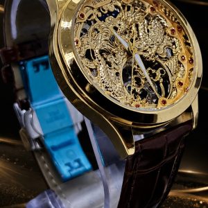 🎁 MEGA PROMOÇÃO ORIGINAL Jew'cho Automático Banhado Pulseira em Couro Marrom Luxo e Sofisticação + FRETE GRÁTIS