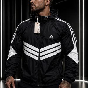 🎁 MEGA NOVIDADE 2026 EM PROMOÇÃO Jaqueta Adidas Preta Detalhes Branco + FRETE GRÁTIS
