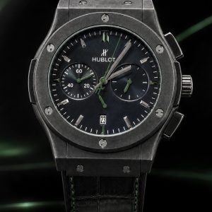 🎁 PROMOÇÃO Relógio Hublo All Black 100 % Funcional Detalhes Verde + Pulseira em Couro Luxo e Sofisticação + FRETE GRÁTIS