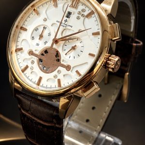🎁MEGA PROMOÇÃO Relógio Patek Caixa Bronze Mostrador Branco + Pulseira Couro Marrom Luxo e Destaque + FRETE GRÁTIS