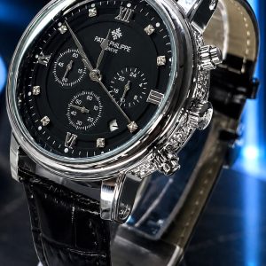 🎁MEGA PROMOÇÃO Relógio PTK Preto 100% Funcional Caixa Aço Inox Prata Mostrador Preto + Pulseira Couro Legítimo Luxo e Destaque + FRETE GRÁTIS