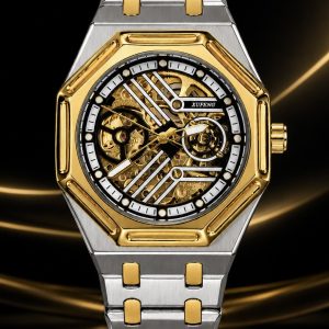 🎁 MEGA PROMOÇÃO Relógio Xufeng AUTOMÁTICO PROVA D'ÁGUA Aço Inox Prata Detalhes Dourado Luxo e Sofisticação + FRETE GRÁTIS