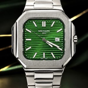 🎁 MEGA PROMOÇÃO Patek Cubitus Prata Mostrador Verde Luxo e Destaque Pura Sofisticação + Frete Grátis