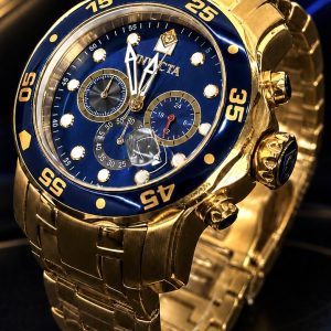 🎁 MEGA PROMOÇÃO Invicta Pro Diver Banhado a Ouro 18K Mostrador Azul Linha Premium AAA+ + Frete Grátis
